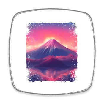 Ästhetisches japanisches Mount Fuji Vaporwave Visier - Viereckiger Kühlschrankmagnet - Weiß - Vorne