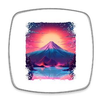 Mount Fuji Sight Aesthetic Japan Vaporwave Volcano - Square fridge magnet - white - Front