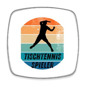 Tischtennisspieler - Viereckiger Kühlschrankmagnet - Weiß - Vorne