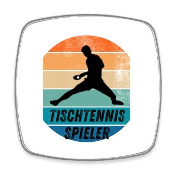 Tischtennisspieler - Viereckiger Kühlschrankmagnet - Weiß - Vorne
