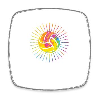 Beach Volleyball Tie Dye Hippie Retro Vintage - Square fridge magnet - white - Front