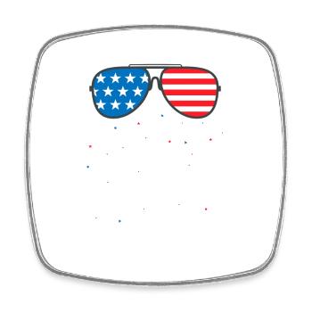 Amerikanische Flagge Sonnenbrille Sterne Streifen Brust - Viereckiger Kühlschrankmagnet - Weiß - Vorne