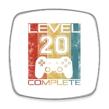 20 Geburtstag Gamer Level 20 complete Vintage - Viereckiger Kühlschrankmagnet - Weiß - Vorne