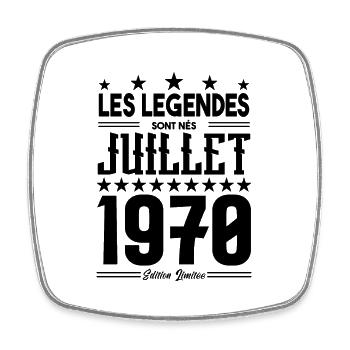 cadeau d'anniversaire Juillet 1970. Cadeau juillet - Magnet carré - blanc - Devant
