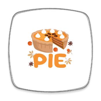Hier für die Torte Happy Thanksgiving Kürbis - Viereckiger Kühlschrankmagnet - Weiß - Vorne