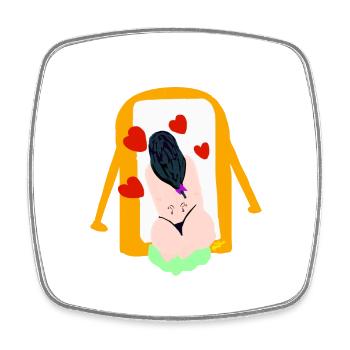 I, SCORT - Square fridge magnet - white - Front