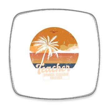 Funny Last Day Of School Teacher Summer Recharge - Square fridge magnet - white - Front