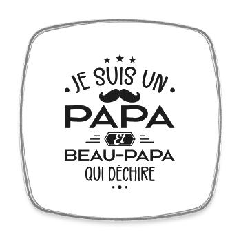 Papa Et Beau-Papa Qui Déchire - Cadeau Papas - Magnet carré - blanc - Devant