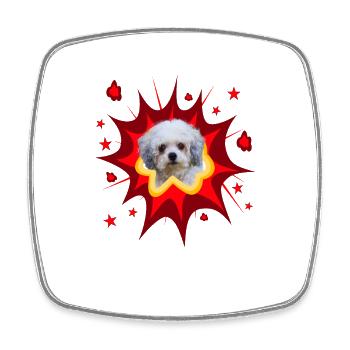 Comic Dog Design - Pow - Bolonka - Square fridge magnet - white - Front