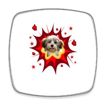 Comic Dog Design - Pow - Havanais - Magnet carré - blanc - Devant
