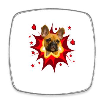 Comic Dog Design - Pow - French Bulldog - Square fridge magnet - white - Front