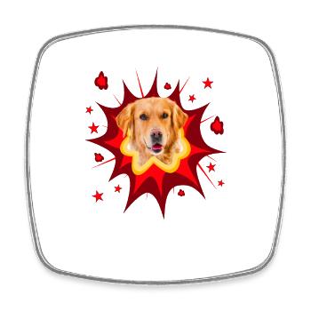 Comic Hund Design - Pow - Golden Retriever - Viereckiger Kühlschrankmagnet - Weiß - Vorne