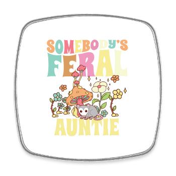Somebody's Feral Auntie Opossum Wild Aunt Groovy - Square fridge magnet - white - Front
