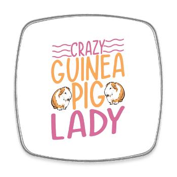 Crazy Guinea Pig Lady Cavy Lover Rodent - Square fridge magnet - white - Front