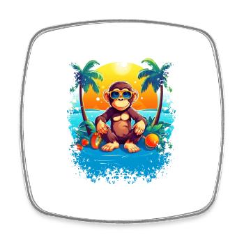 Tropical Monkey Paradise: Lustiger und modischer Beac - Viereckiger Kühlschrankmagnet - Weiß - Vorne