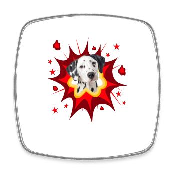 Comic Dog Design - Pow - Dalmatian - Square fridge magnet - white - Front
