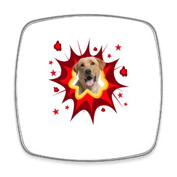 Comic Dog Design - Pow - Labrador Retriever - Square fridge magnet - white - Front