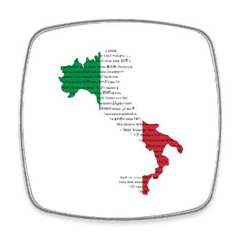 Italy many languages - Square fridge magnet - white - Front