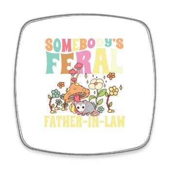 Somebody's Feral Father-In-Law Wild Opossum - Square fridge magnet - white - Front