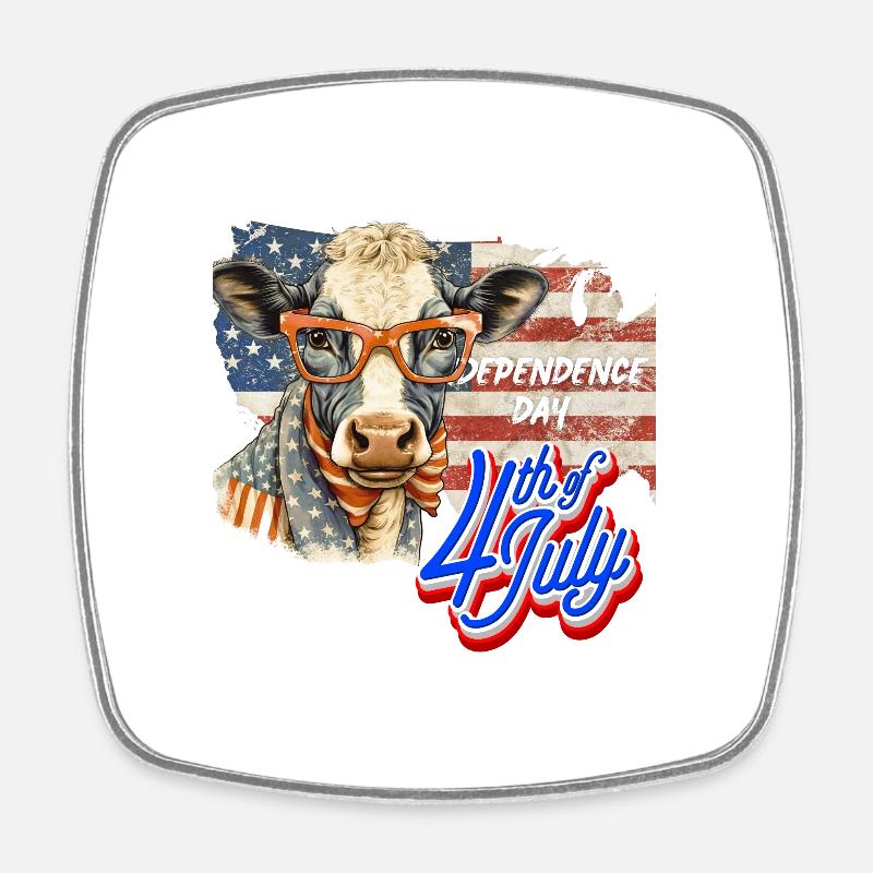 July 4 - U.S. Independence Day - Square fridge magnet - white