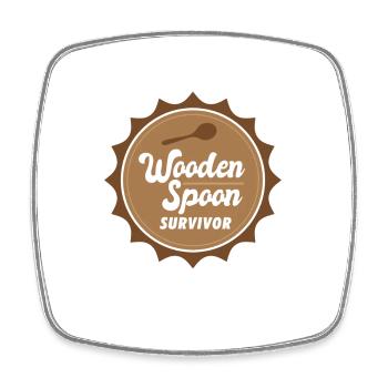 Proud Italian Wooden Spoon Survivor I Survived - Viereckiger Kühlschrankmagnet - Weiß - Vorne