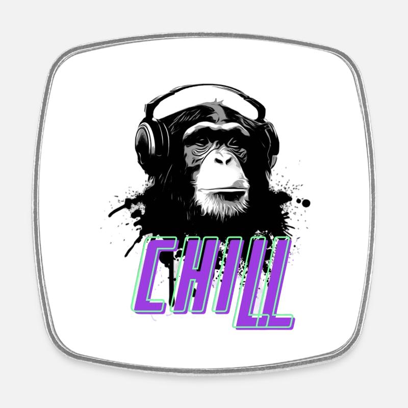 Chill Gorilla - Magnet carré - blanc