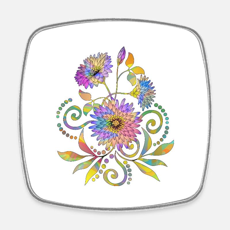 Fleur - Magnet carré - blanc
