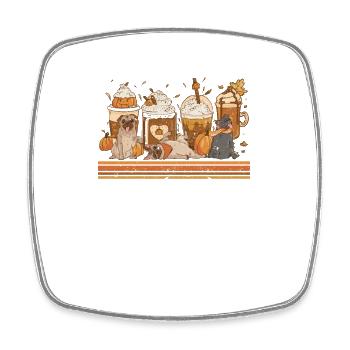 Autumn Coffee Mug Pug Lover Pumpkin Spice - Square fridge magnet - white - Front