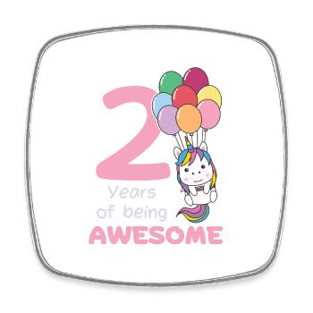 Licorne pour les enfants de 2e anniversaire de deux ans - Magnet carré - blanc - Devant