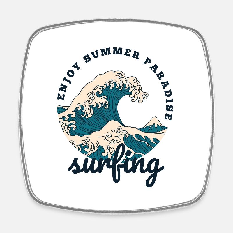 Surfing - Square fridge magnet - white