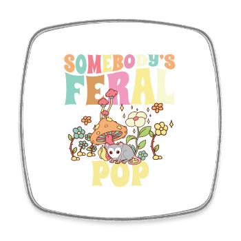 Somebody’s Feral Pop Wild Family Father Groovy - Magnet carré - blanc - Devant