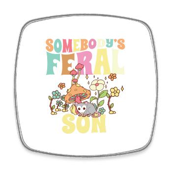 Somebody’s Feral Son Wild Family Opossum Groovy - Magnet carré - blanc - Devant