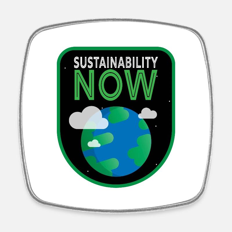 Sustainability Patch Sustainability earth illustration - Square fridge magnet - white
