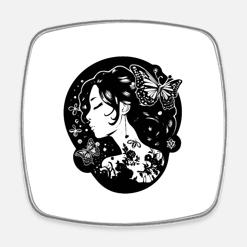 Wunderschöne Goth Ästhetik: Gothic Mädchen mit - Viereckiger Kühlschrankmagnet - Weiß