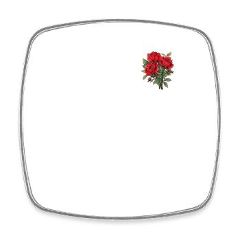 Patch 3 Roses Rouges Vintage Lover Fleurs Humour Jeu de mots - Magnet carré - blanc - Devant