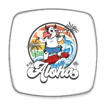 Aloha Hawaiian Hawaiian Surfer Surfing - Square fridge magnet - white - Front