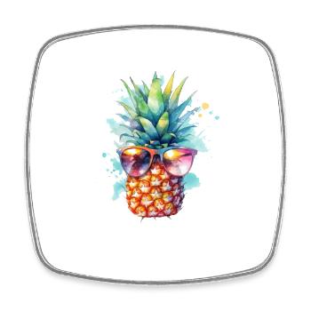 Ananas - Viereckiger Kühlschrankmagnet - Weiß - Vorne
