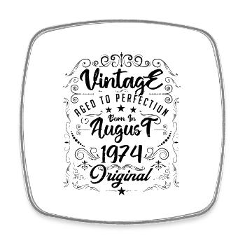 Vintage born in August 1974. Birthday August 1974 - Square fridge magnet - white - Front