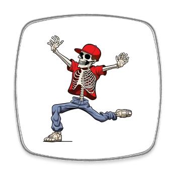 Tanzendes Skelett Hip-Hop - Viereckiger Kühlschrankmagnet - Weiß - Vorne