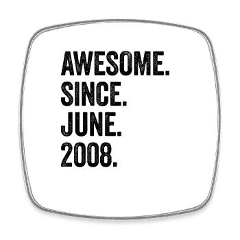 15 Years Old Awesome Since June 2008 15th Birthday - Square fridge magnet - white - Front