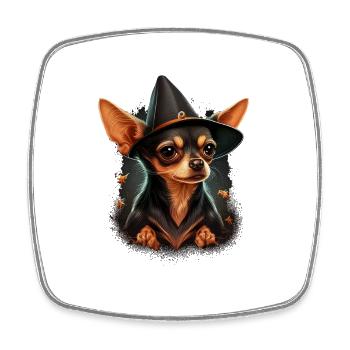 Chihuahua Costume d'Halloween - Citrouille - Magnet carré - blanc - Devant