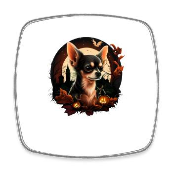 Chihuahua Costume d'Halloween - Citrouille - Magnet carré - blanc - Devant
