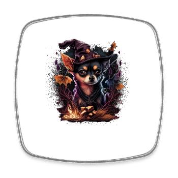 Chihuahua Costume d'Halloween - Citrouille - Magnet carré - blanc - Devant