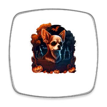 Chihuahua Costume d'Halloween - Citrouille - Magnet carré - blanc - Devant