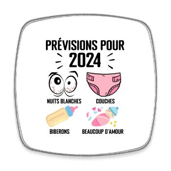 Prévisions pour 2024 Humour Futur Papa pour 2024 - Magnet carré - blanc - Devant