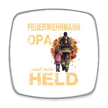 Feuerwehrmann Opa und Enkel - Feuerwehr Großvater - Viereckiger Kühlschrankmagnet - Weiß - Vorne
