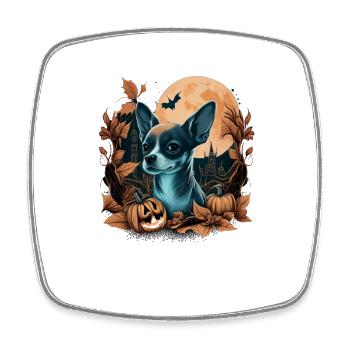Chihuahua Costume d'Halloween - Citrouille - Magnet carré - blanc - Devant