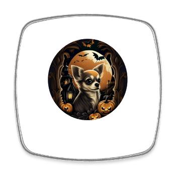 Chihuahua Costume d'Halloween - Citrouille - Magnet carré - blanc - Devant