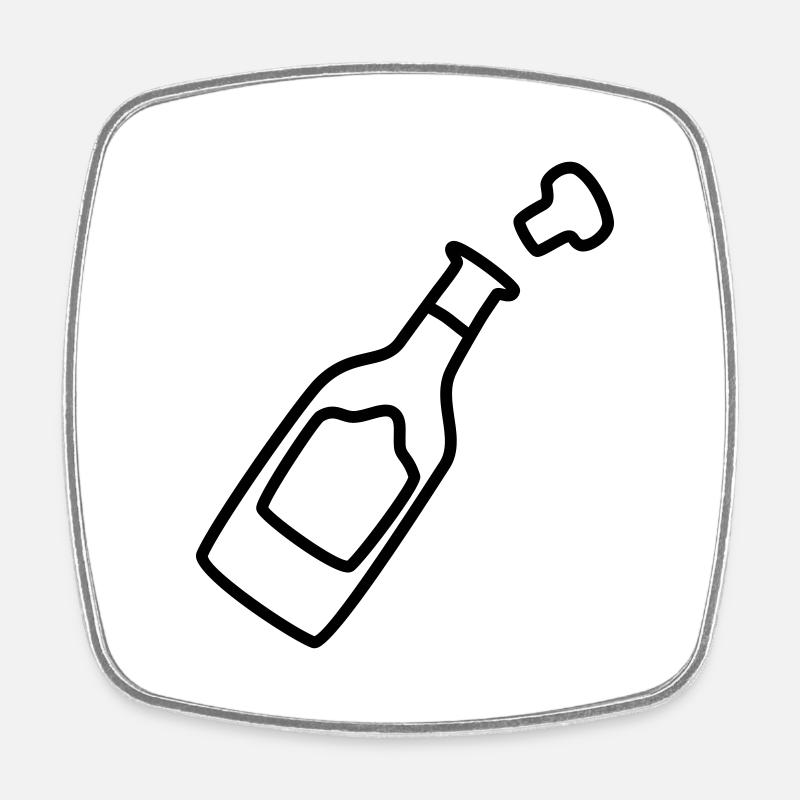 Bouteille de avec bouchon 1 - Magnet carré - blanc
