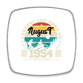 August 1954. Geburtstagsgeschenk August 1954. August - Viereckiger Kühlschrankmagnet - Weiß - Vorne